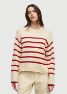 Velvet Lucia Sweater in Cream/Shiraz 2