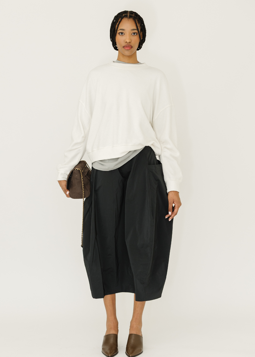 Velvet Yoko Crewneck  in White | Shop Tula