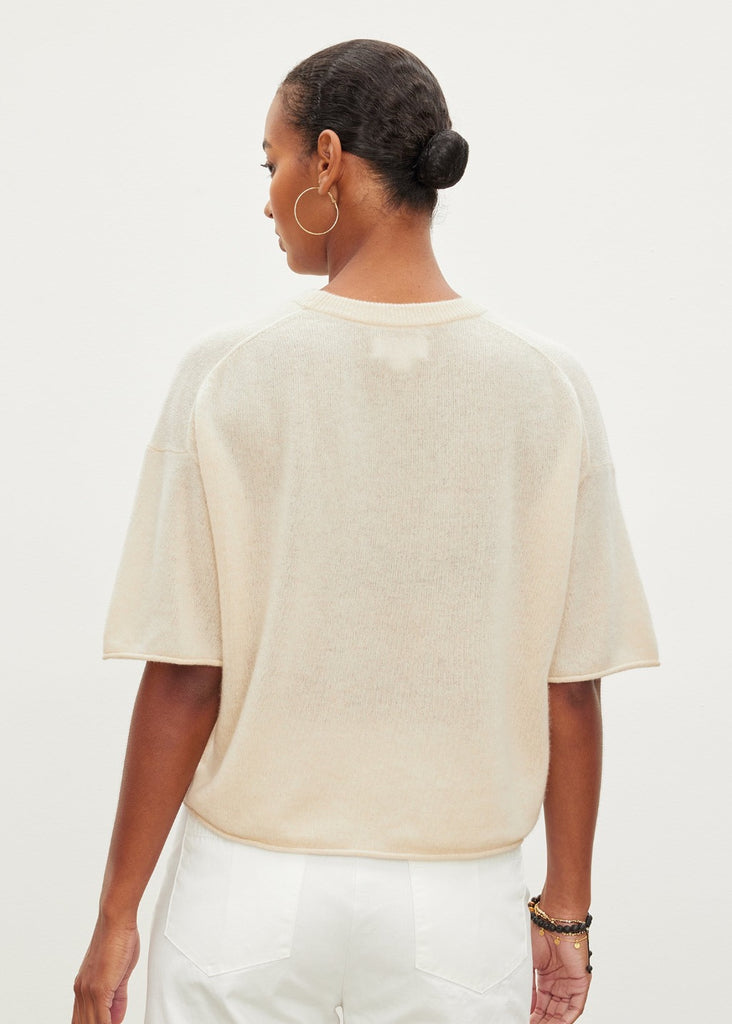 Velvet Blake Cashmere Sweater Tee Shirt in Champagne | Tula's Online Boutique