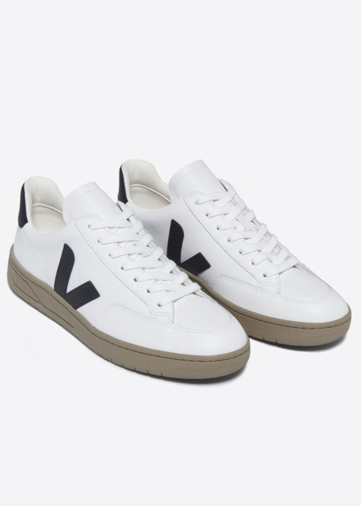 VEJA North America V-12 Leather in White & Black Dune | Tula's Online Boutique