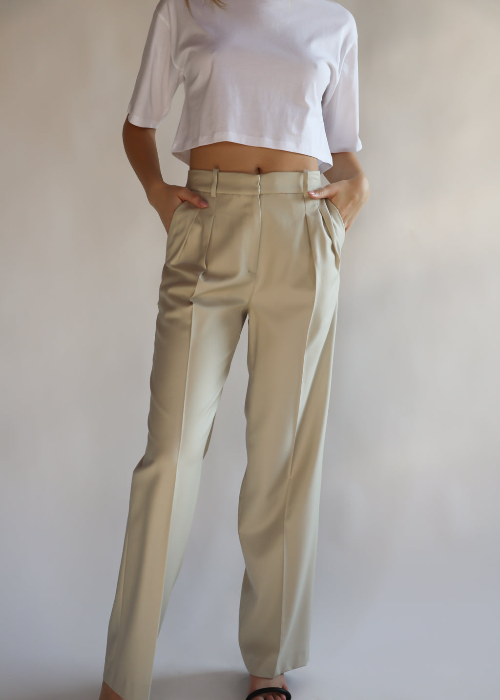 LouLou Studio Sbiru Wide Leg Pants in Beige