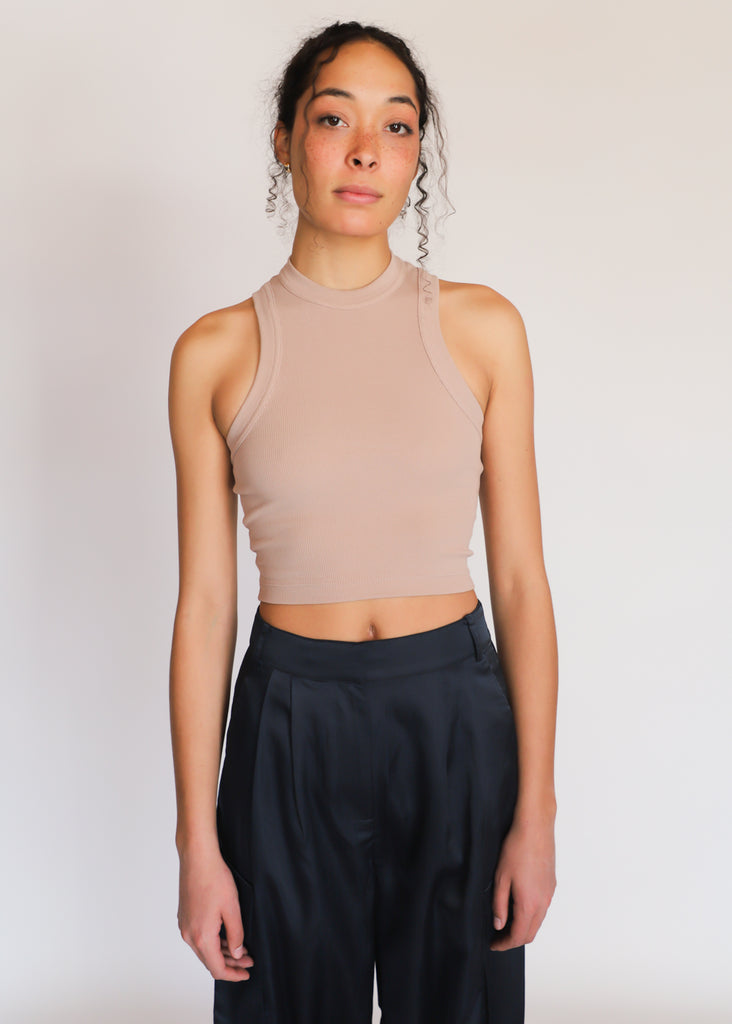 Tibi Ribbed T Cropped Tank in Sand | Tula's Online Boutique