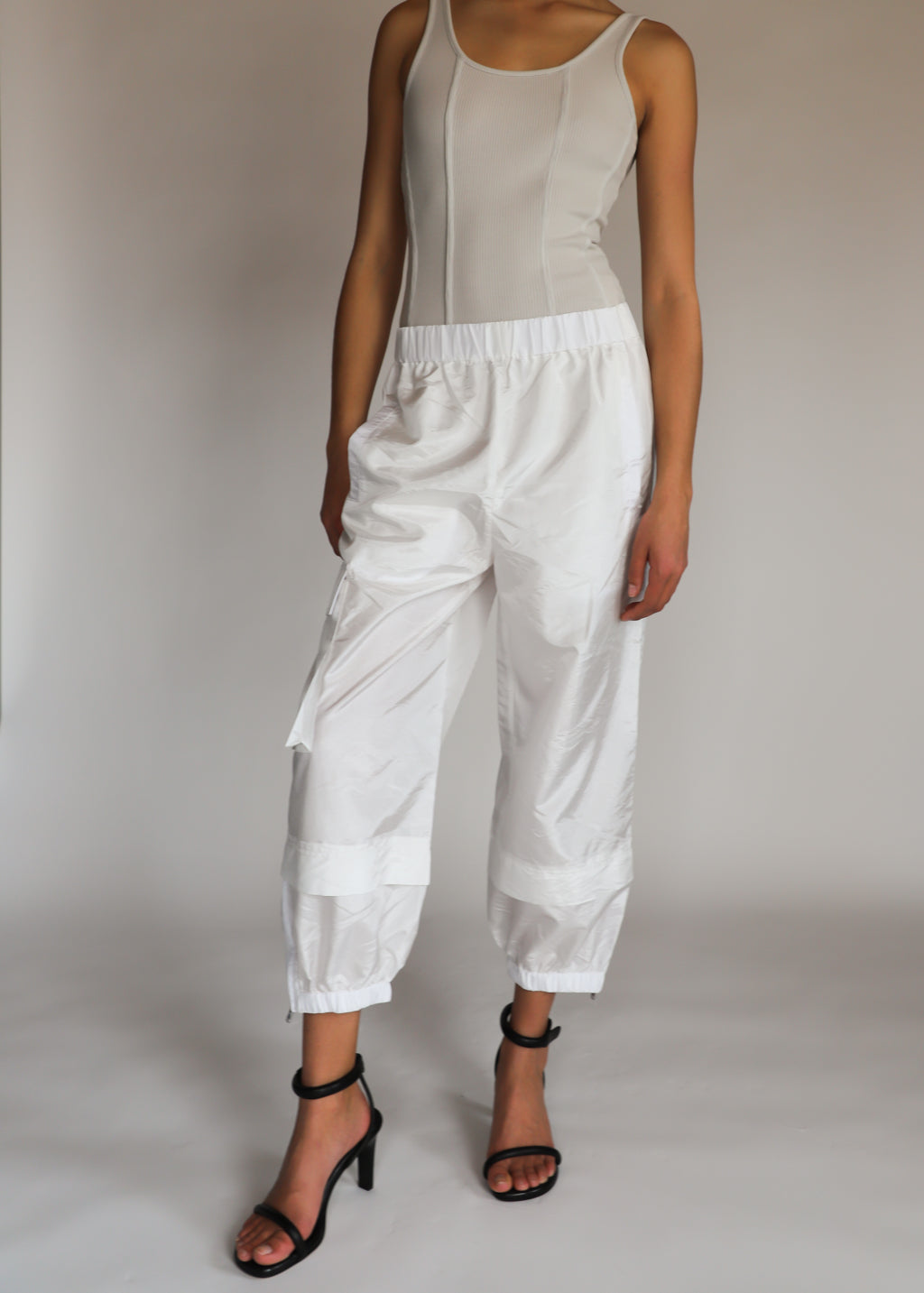 Tibi Crispy Nylon Wilt Pull On Jogger in White