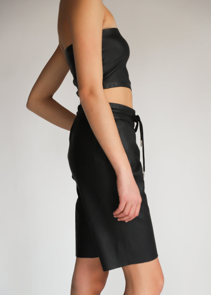 SPRWMN Black Leather Tube Top | Tula Online Boutique