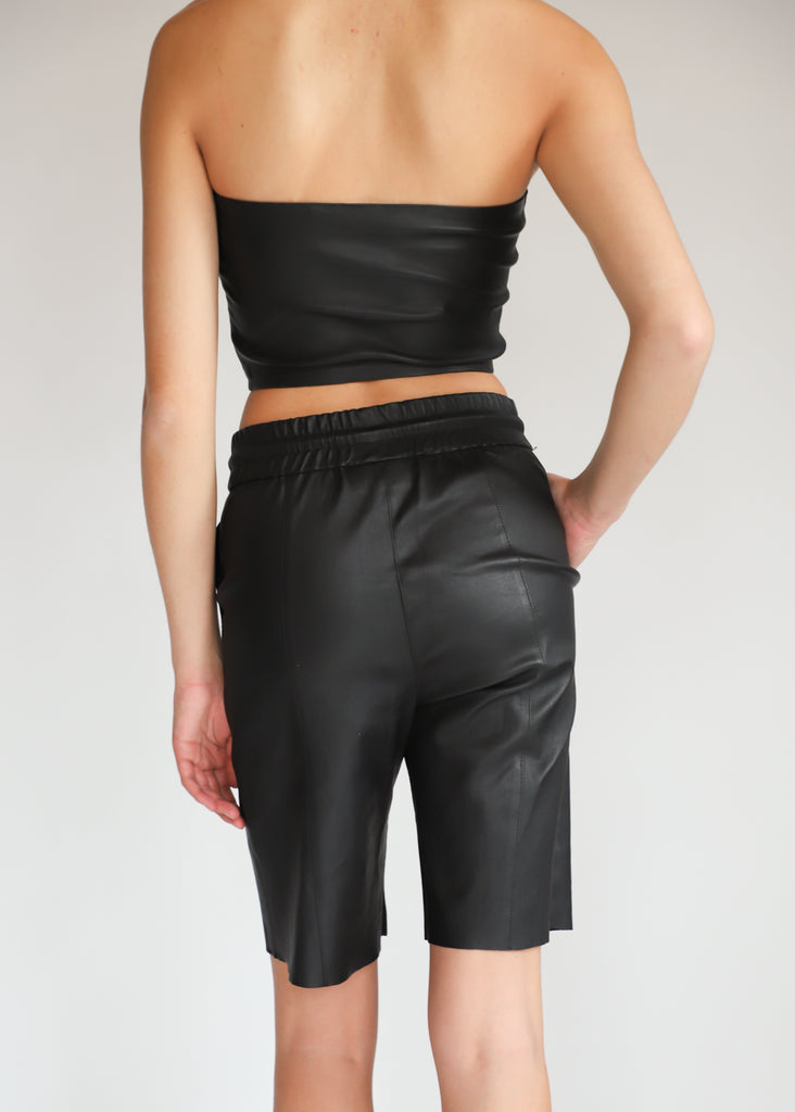 SPRWMN Black Leather Tube Top | Tula Online Boutique