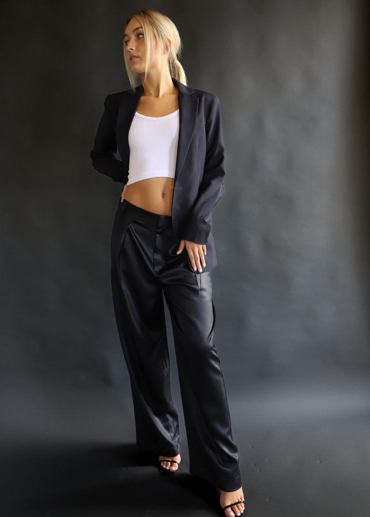 Tibi Cutout Sleeve Marlon Blazer in Navy Trend | Tula's Online Boutique