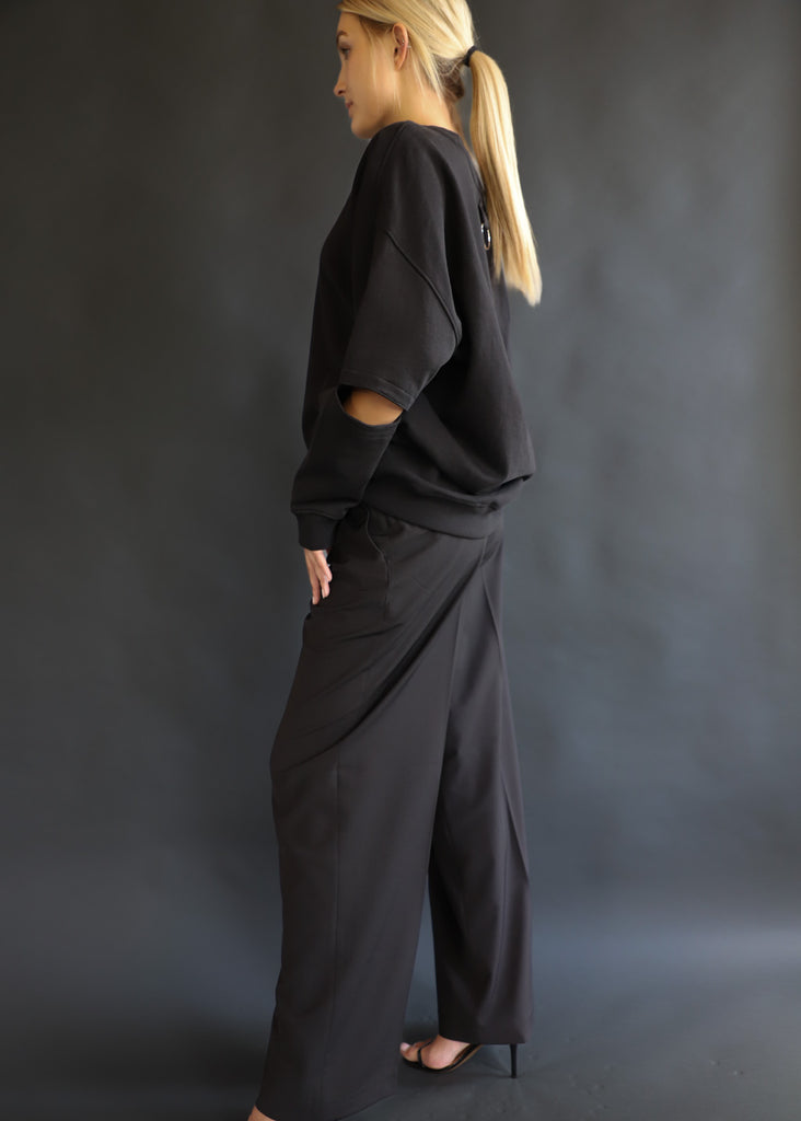 Tibi Tropical Wool Stella Pant Black Designer | Tula's Online Boutique