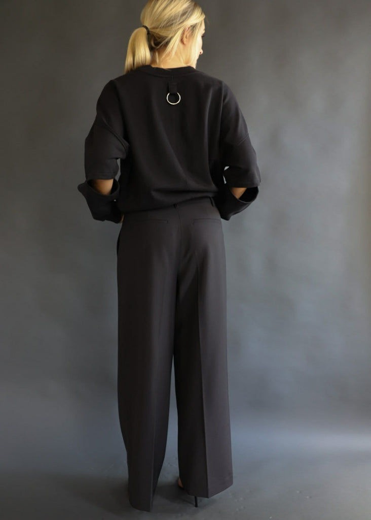 Tibi Tropical Wool Stella Pant Black  Model | Tula's Online Boutique