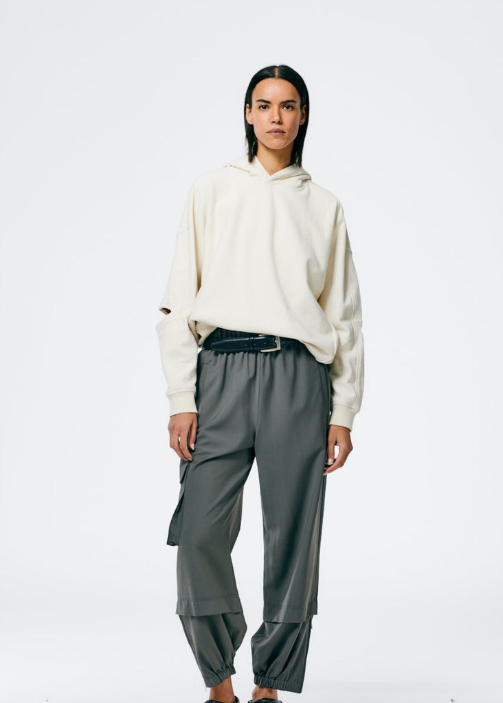 Tibi Hooded Cocoon Sweatshirt in Ivory | Tula's Online Boutique