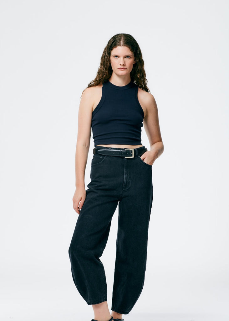 Tibi Ribbed T Cropped Tank in Navy | Tula's Online Boutique