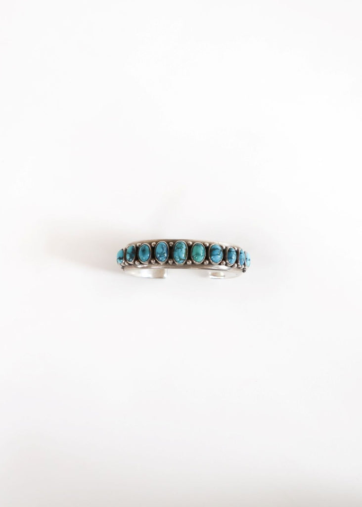 AG47 Vintage Better than Diamonds, Small Oval Turquoise on Sterling Silver Bracelet  | Tula's Boutique 